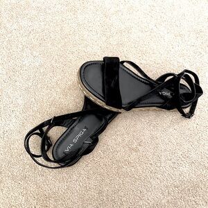 Via Spiga Black Suede Espadrilles